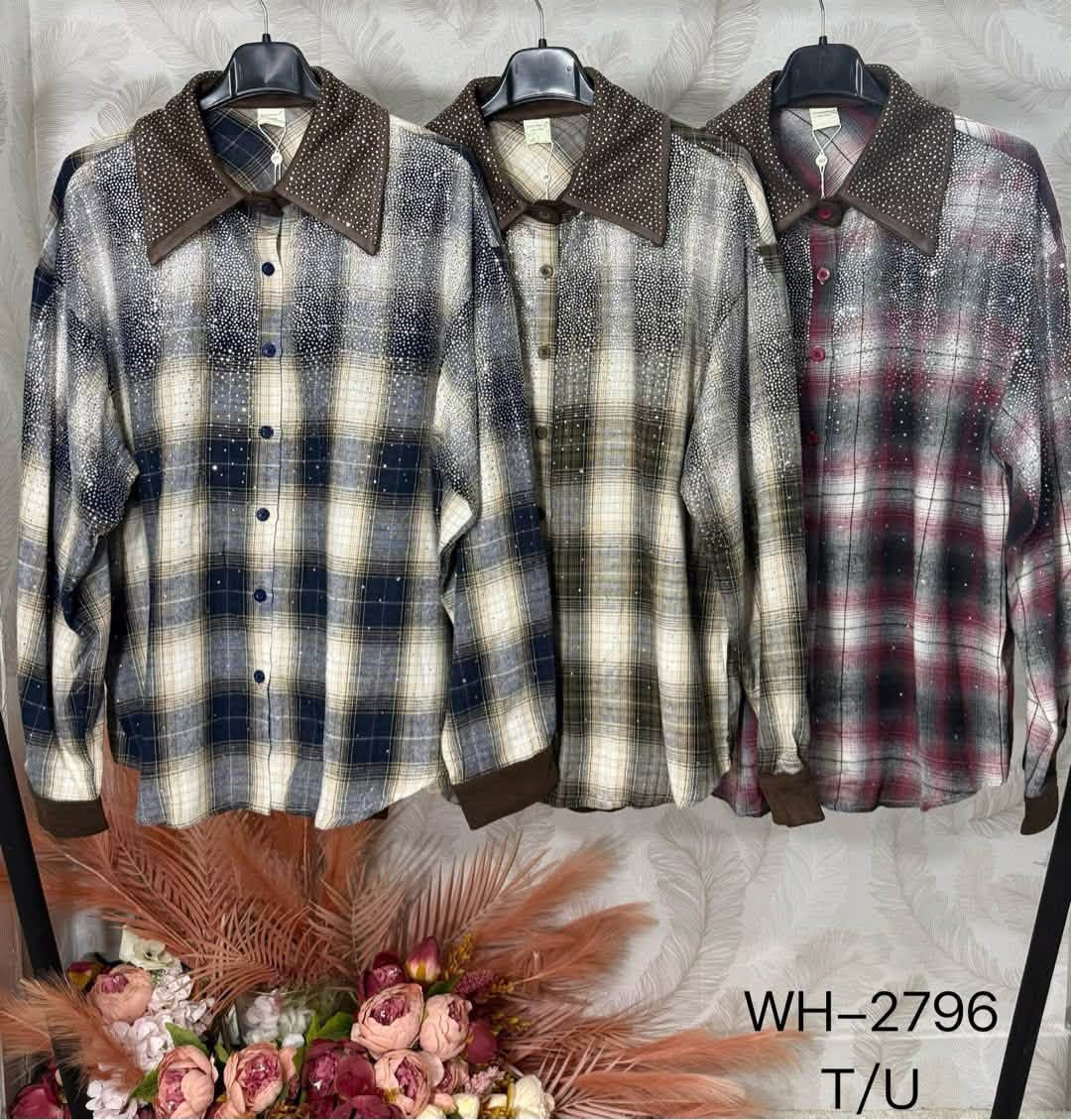 Camicia a quadri luminosa con strass e dettagli a contrasto