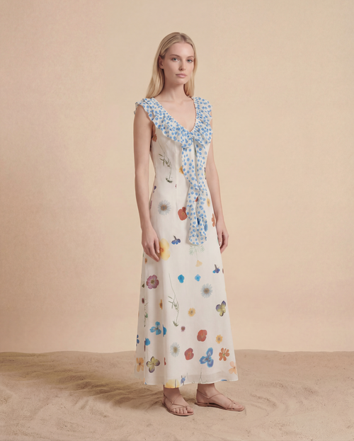 Abito midi con volant Botanical