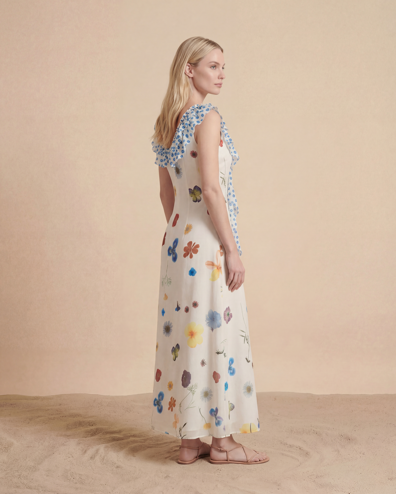 Abito midi con volant Botanical