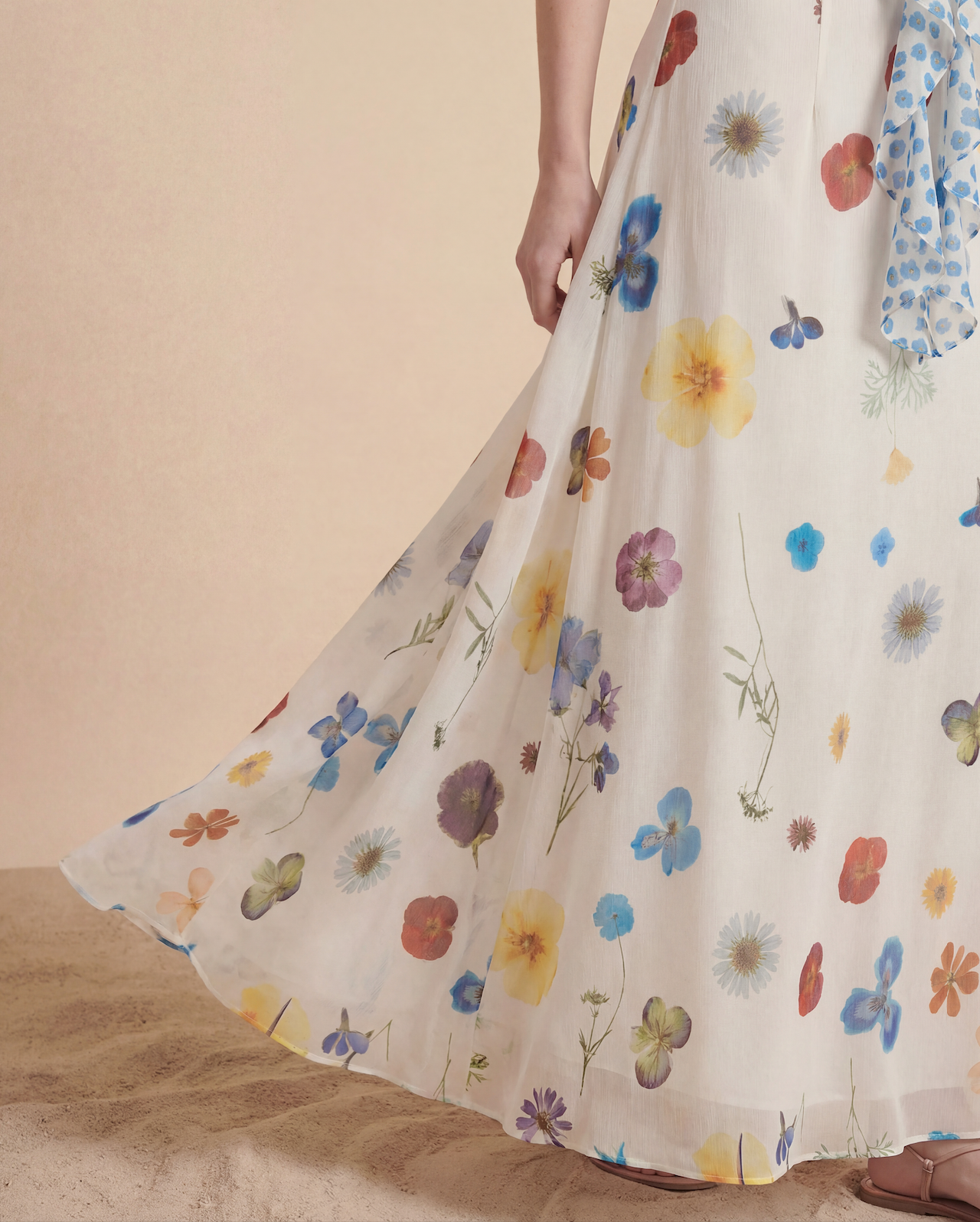 Abito midi con volant Botanical