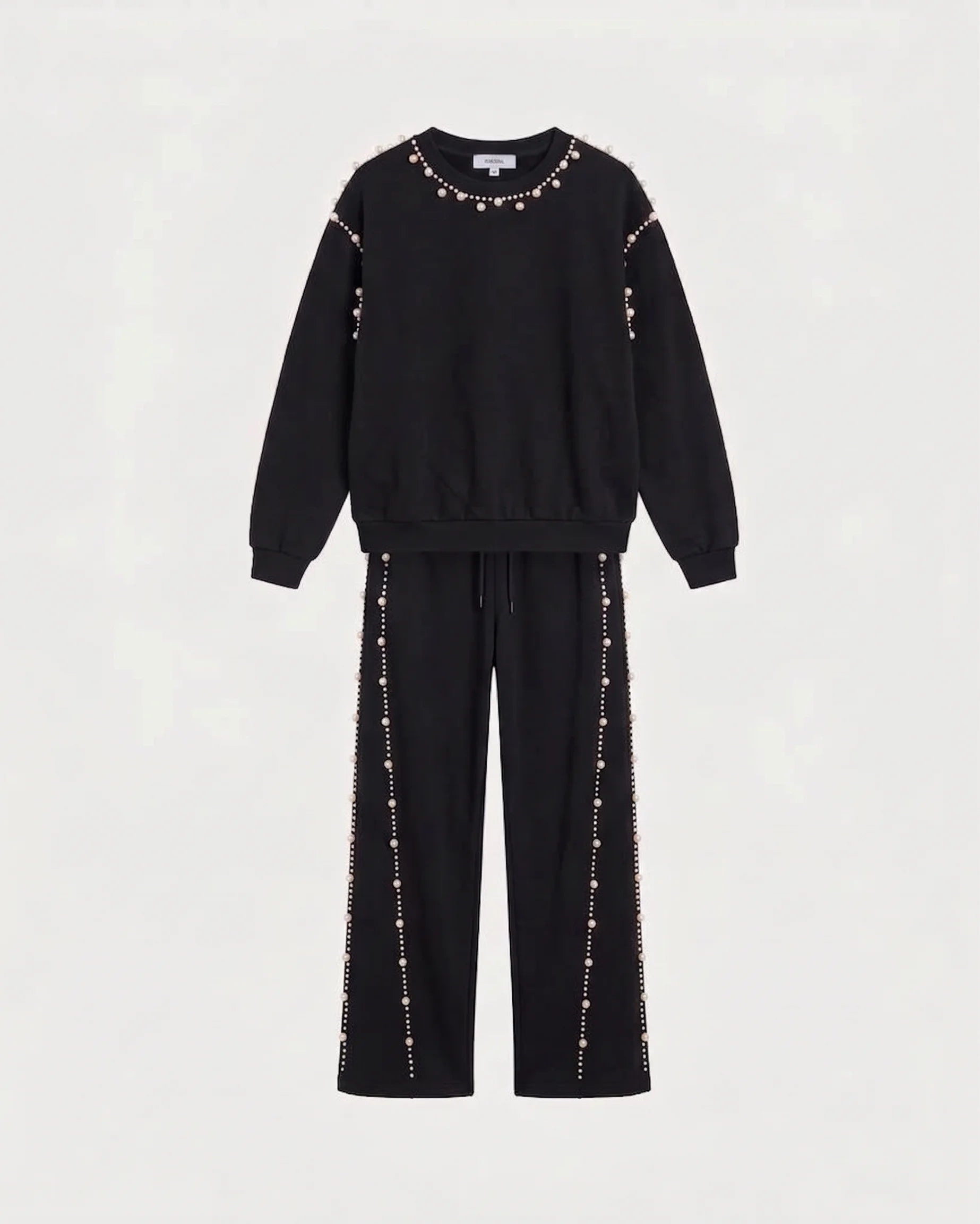 Compleu Eleonora – Set Due Pezzi Nero Impreziosito da Perle