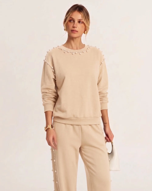 Compleu Eleonora – Set Due Pezzi Nero Impreziosito da Perle